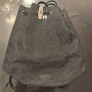 Victoria's Secret Black Drawstring Backpack